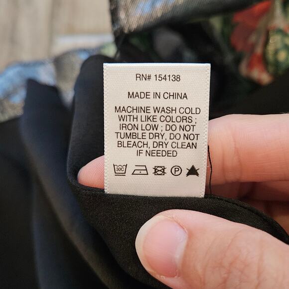 STAUD Camilla Dress  Size 8 Floral Metallic Puff Sleeve Mini Tie Front Coquette - Picture 15 of 16